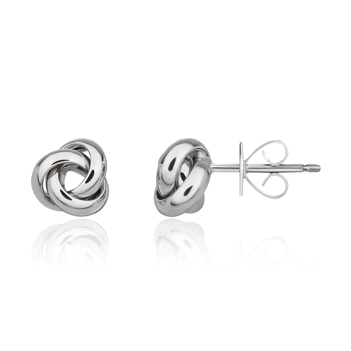 18CT WHITE GOLD POLISHED SIMPLE TRIANGULAR KNOT STUD EARRINGS