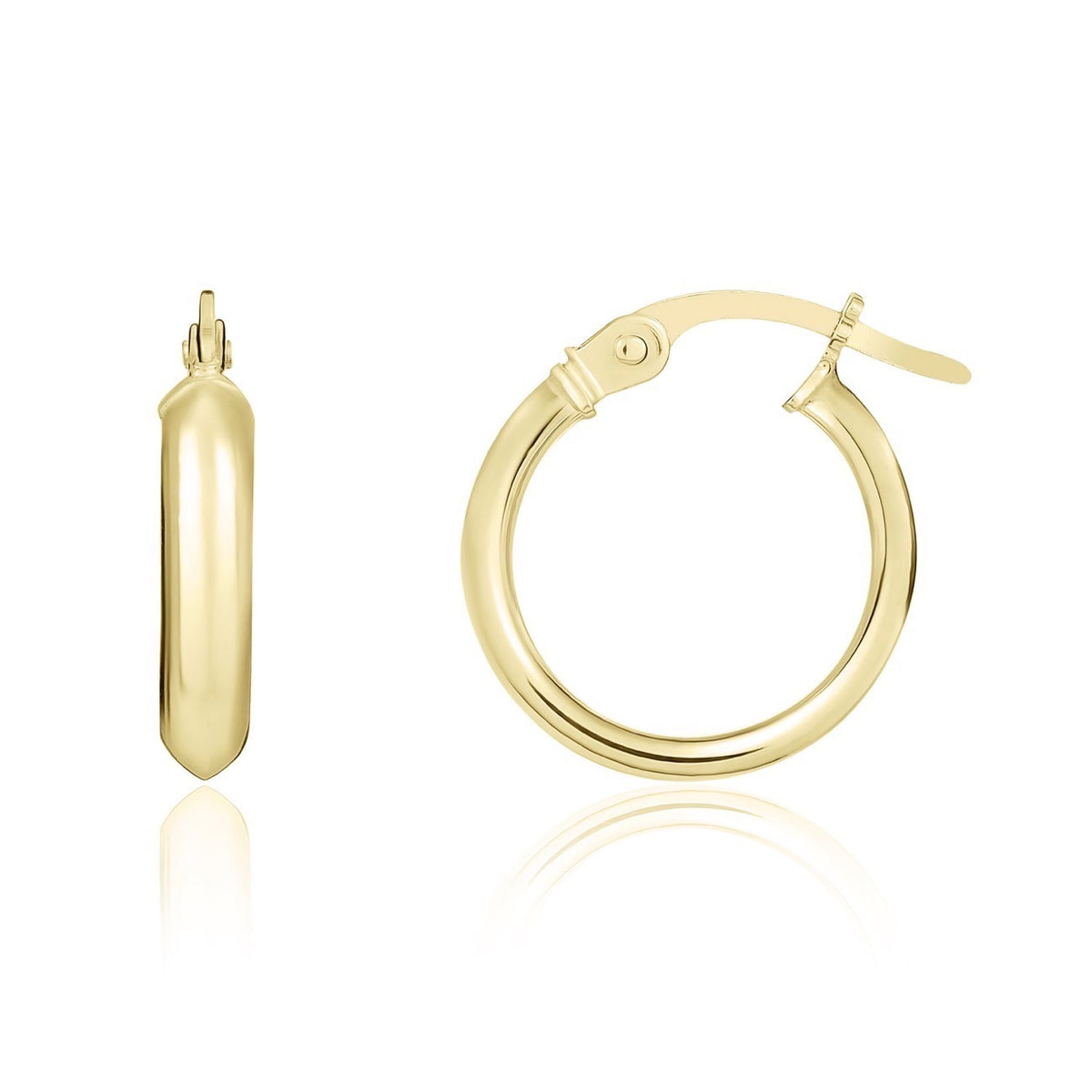 18CT YG ROUND POINTED EDGE HOOP EARRINGS 13MM DIAMETER * OFFER ALTERNATIVE10-23-073 *
