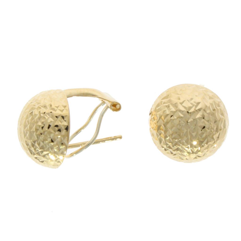 9CT YG DIAMOND CUT 12MM DOMED EARRINGS WITH PEG AND CLIP FITTINGS