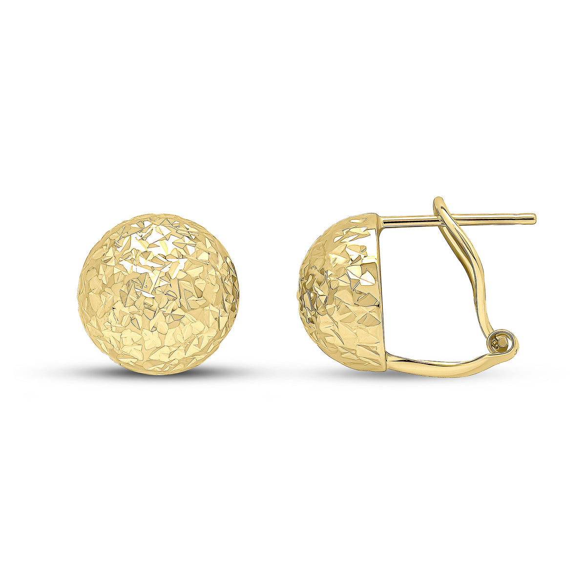 9YG DIAMOND CUT DOME PEG & CLIP EARRINGS