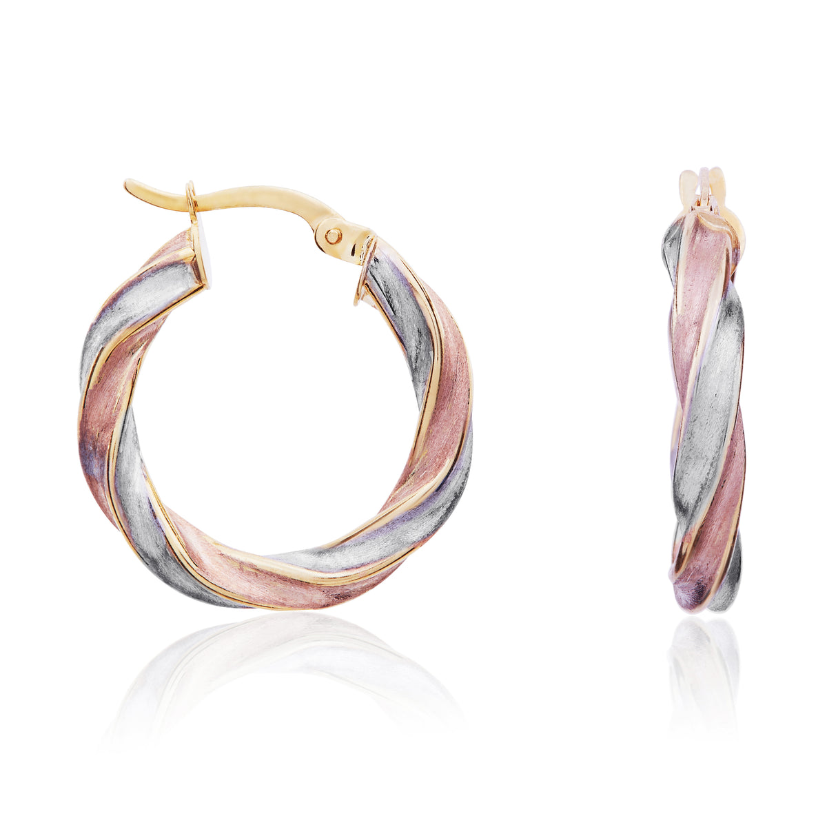 9CT 3COL.TWIST HOOP ER