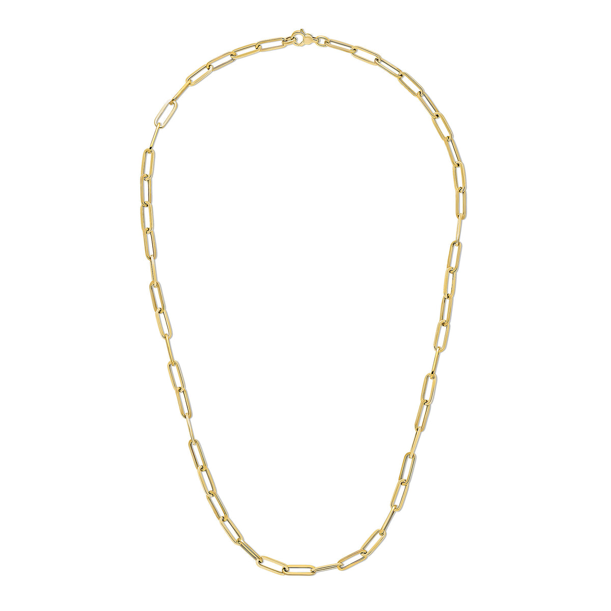 9CT YELLOW GOLD OVAL PAPERCHAIN LINK NECKLACE. 24 INCHES