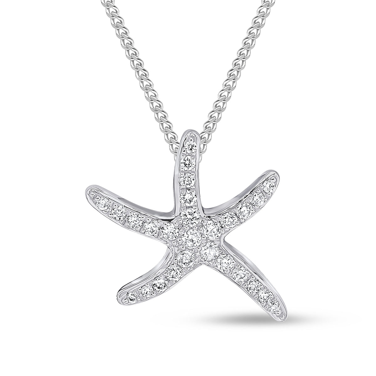 18CT WHITE GOLD DIAMOND PAVE SET 'STARFISH' PENDANT.SMALL
