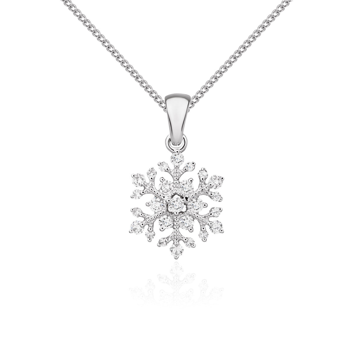 18CT WG DIAMOND SET SNOWFLAKE PENDANT