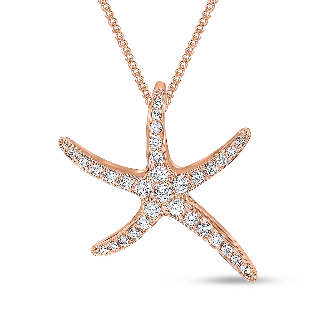 18CT ROSE GOLD DIAMOND PAVE SET 'STARFISH' PENDANT.LARGE