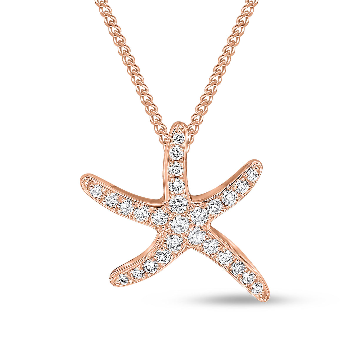 18CT ROSE GOLD DIAMOND PAVE SET 'STARFISH' PENDANT.SMALL