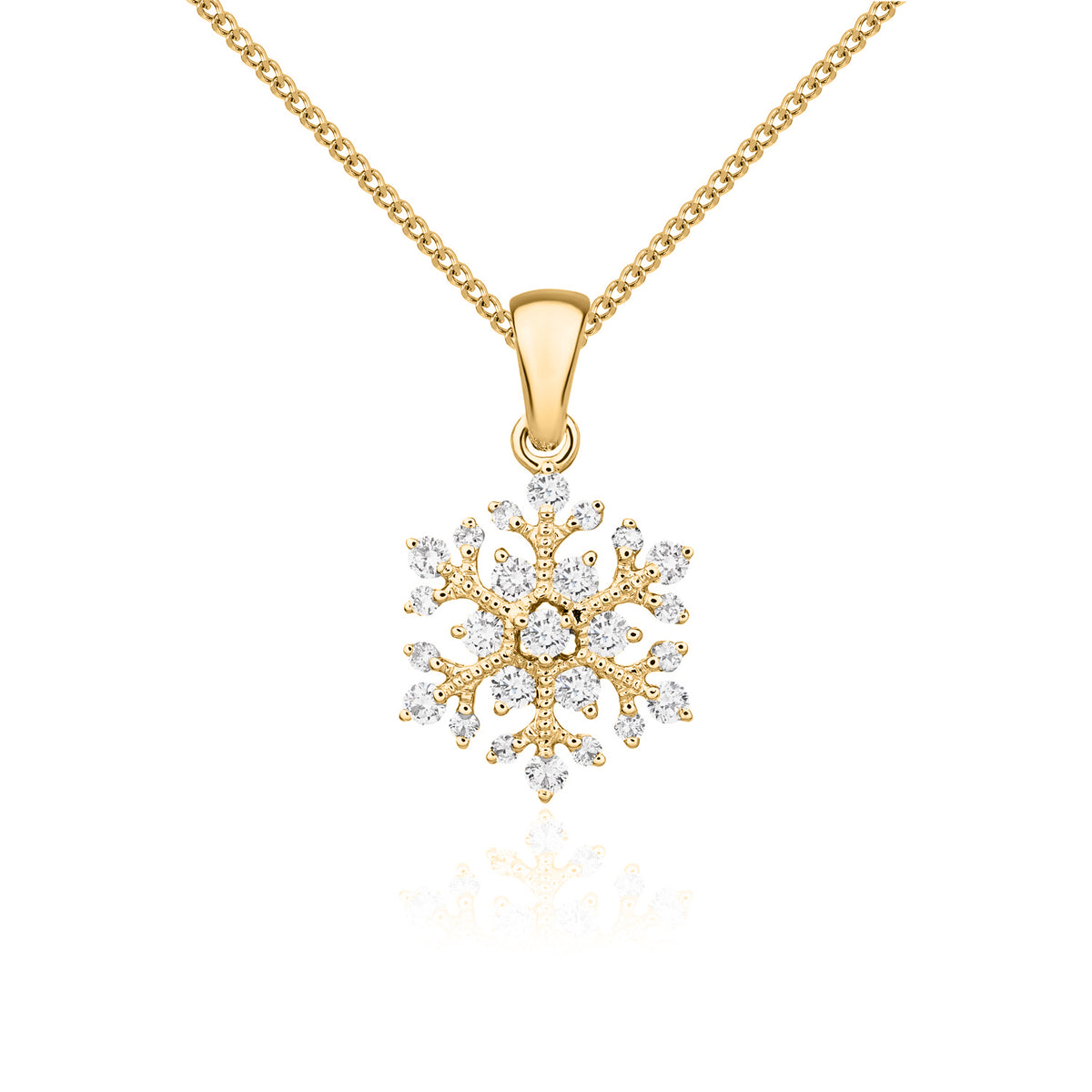 18CT YG DIAMOND SET SNOWFLAKE PENDANT