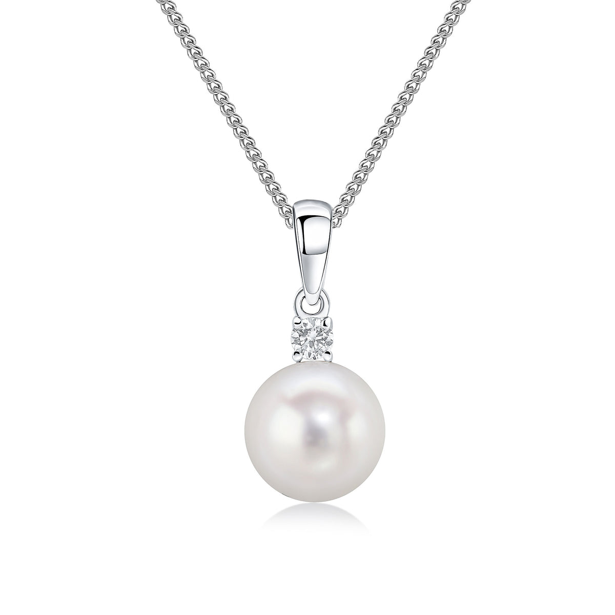 18WG DIAMOND & FW PEARL 2 STONE PENDANT