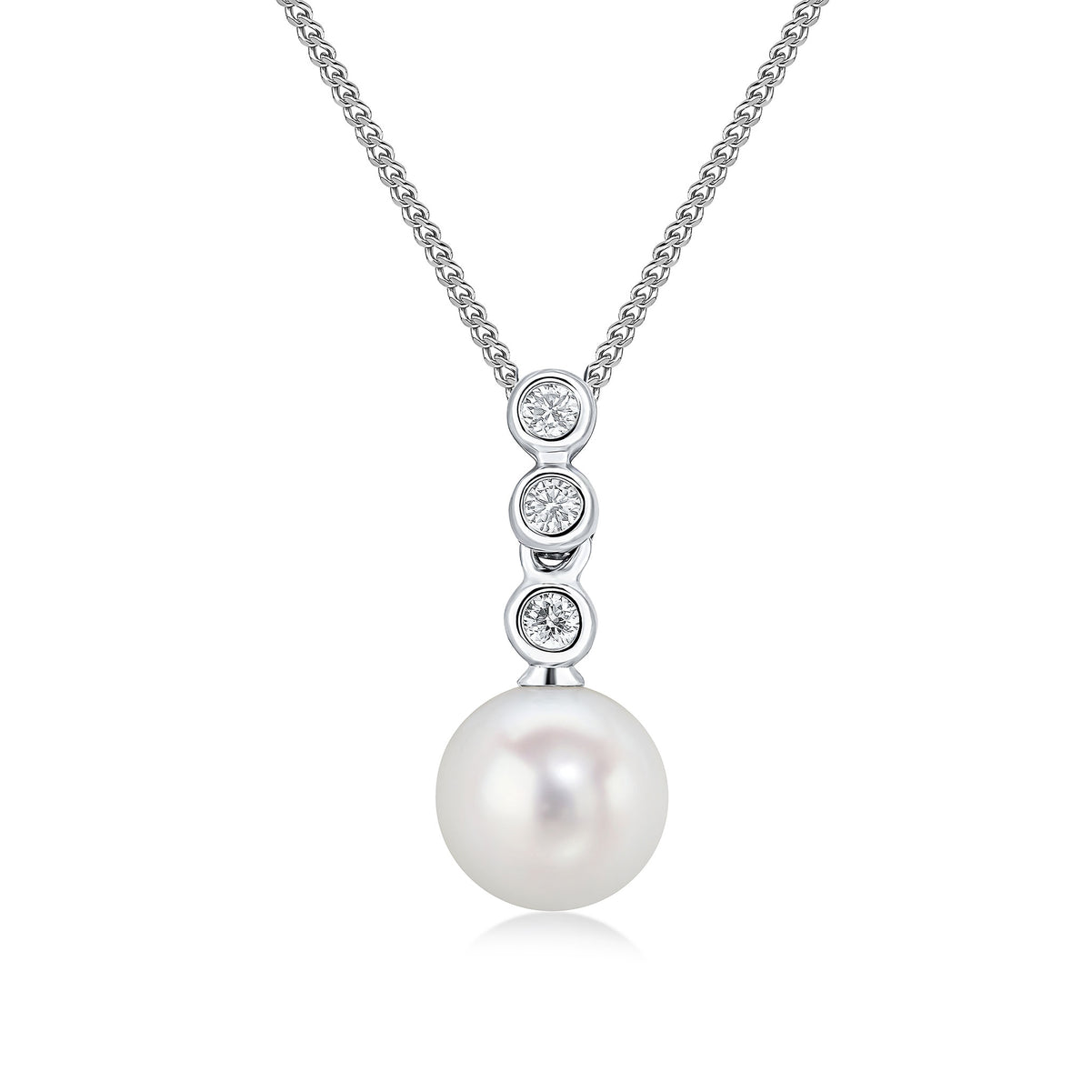18WG DIAMOND & FW PEARL 4 STONE RUBOVER  PENDANT