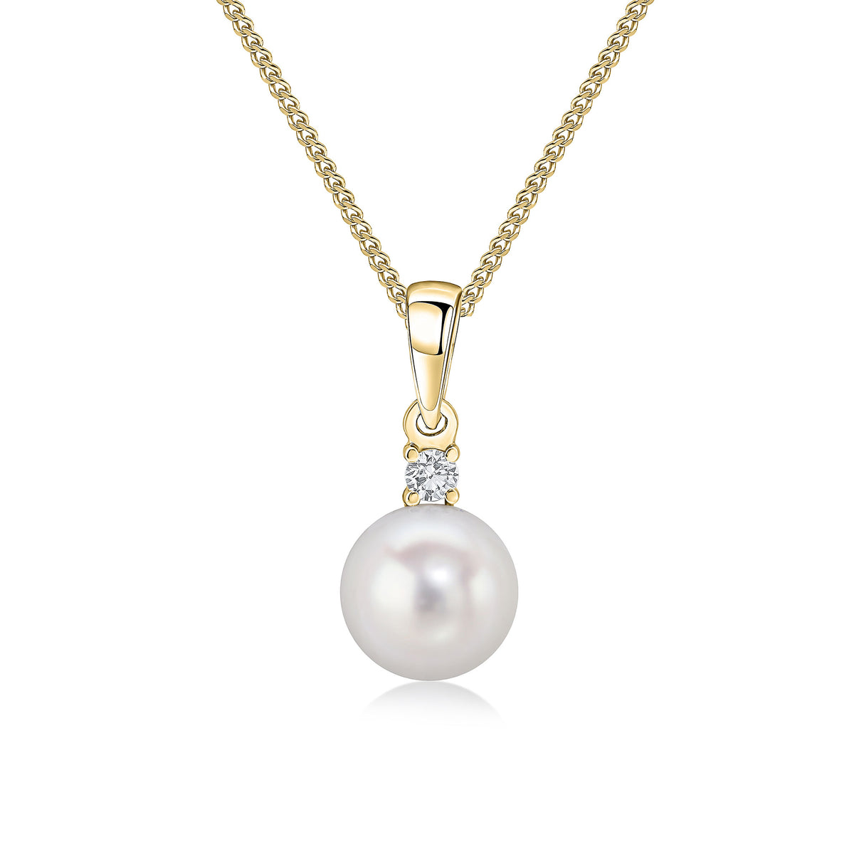 18YG DIAMOND & FW PEARL 2 STONE PENDANT