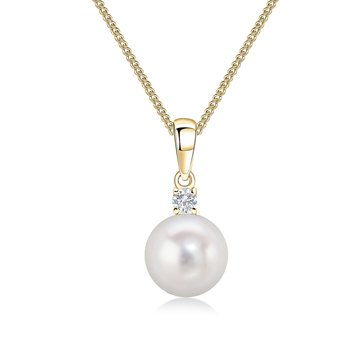 18YG DIAMIND & FW PEARL 2 STONE PENDANT