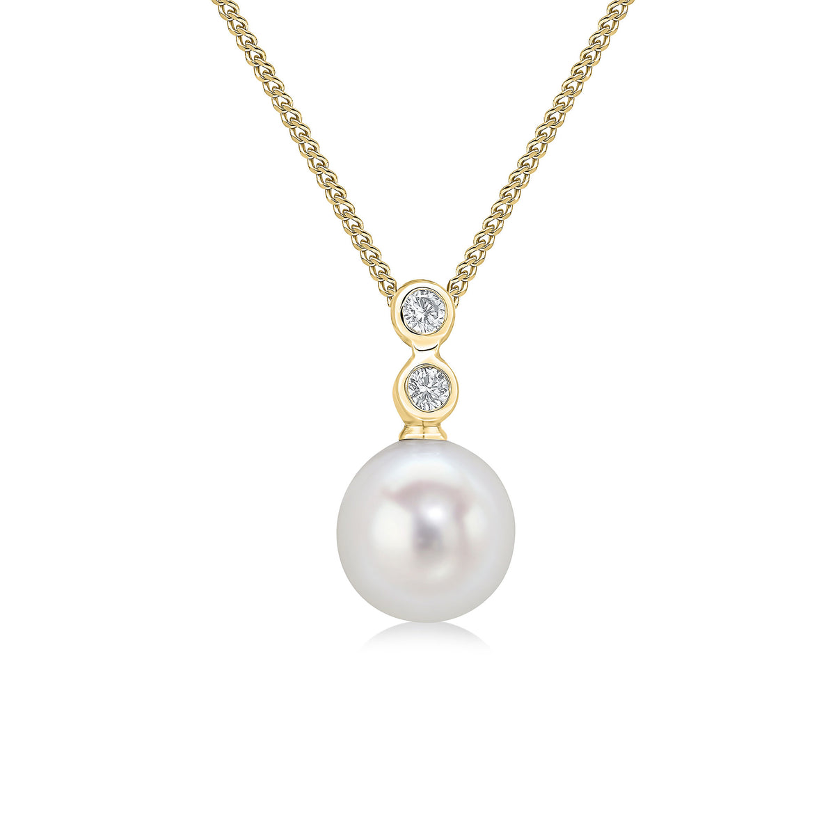 18YG DIA & FW PEARL 3 STONE RUBOVER PENDANT