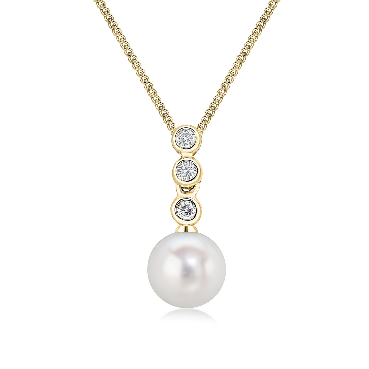 18YG DIAMOND & FW PEARL 4 STONE RUBOVER  PENDANT