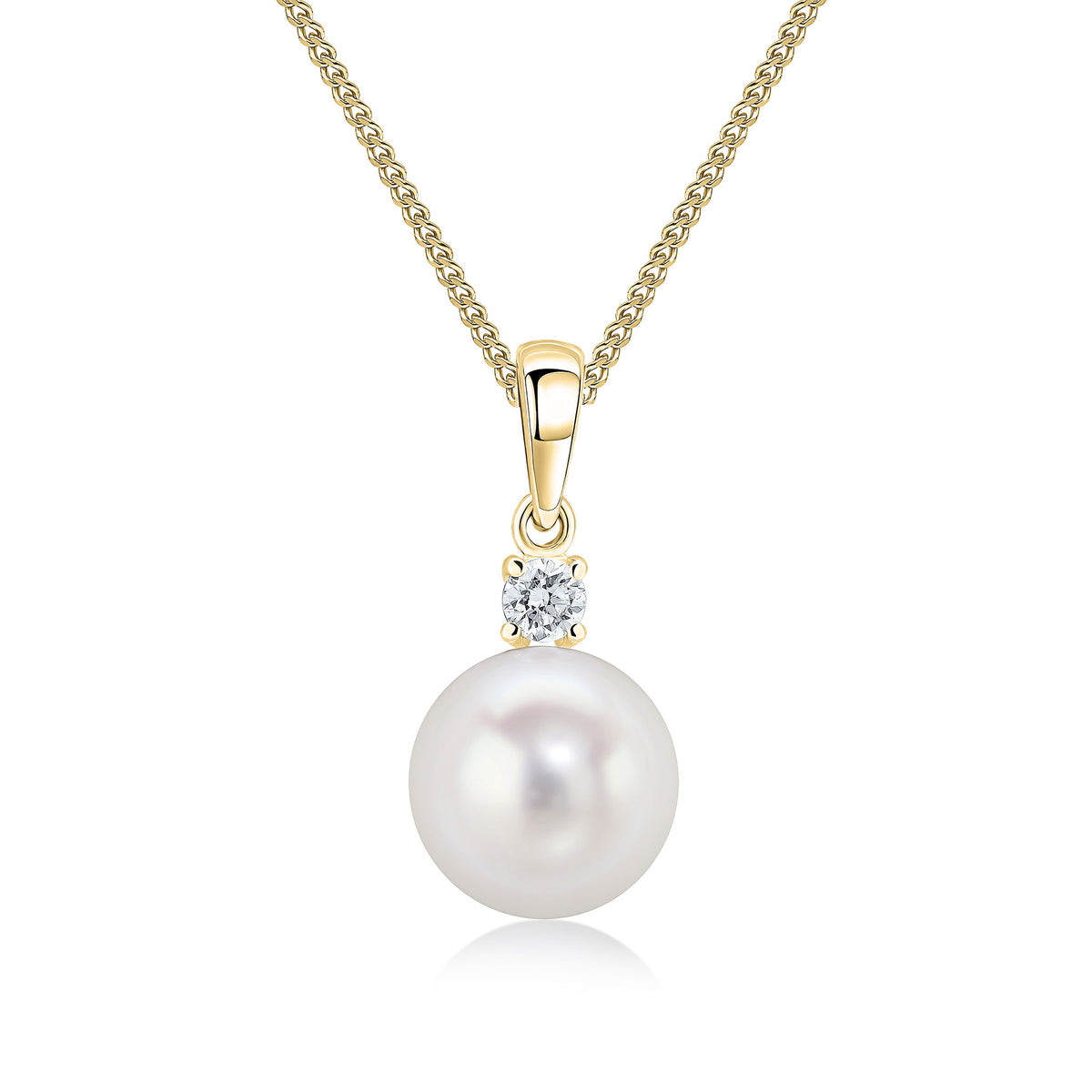 18YG DIAMOND & FW PEARL 2 STONE PENDANT