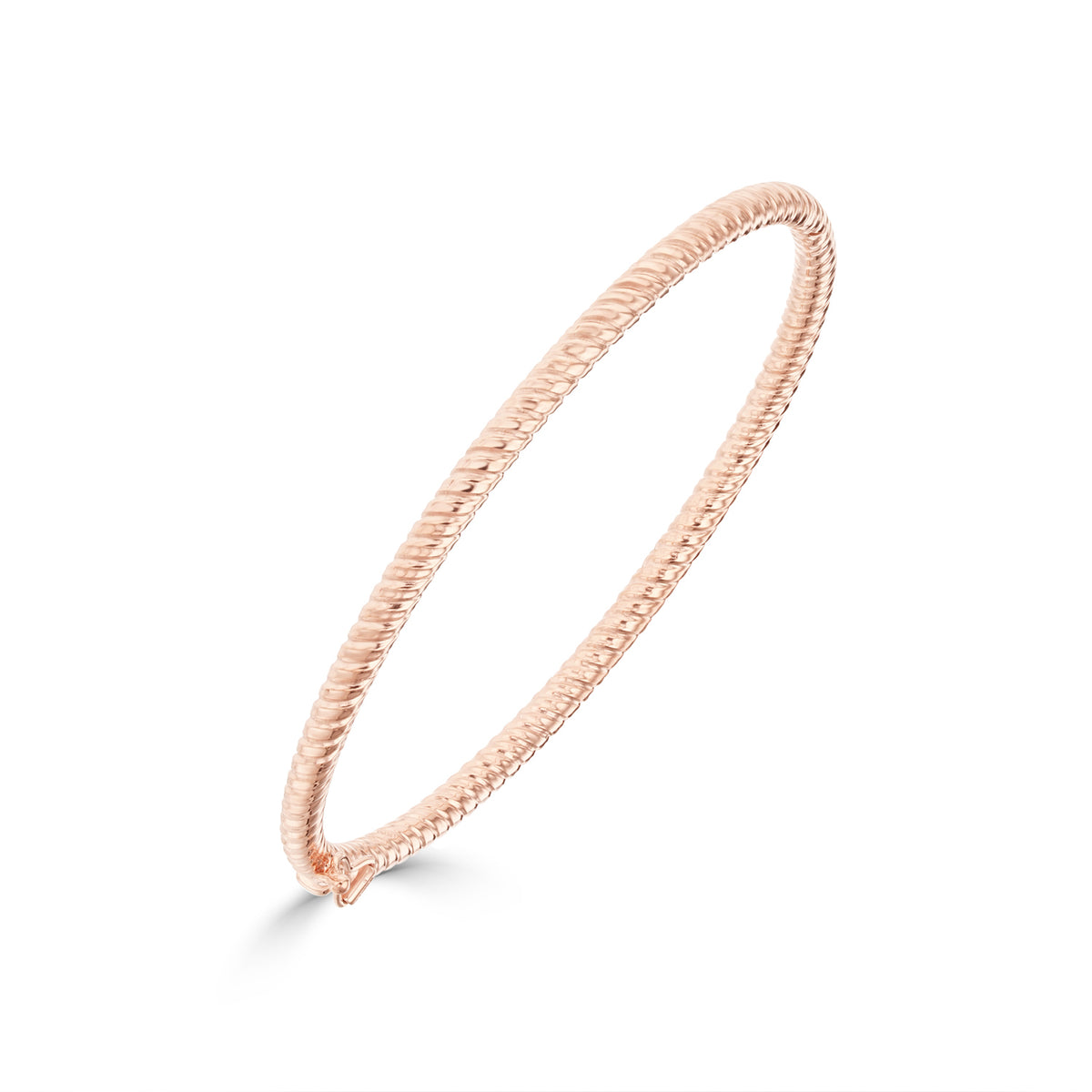 9CT ROSE GOLD ROUND TWISTED SOLID HINGED BANGLE