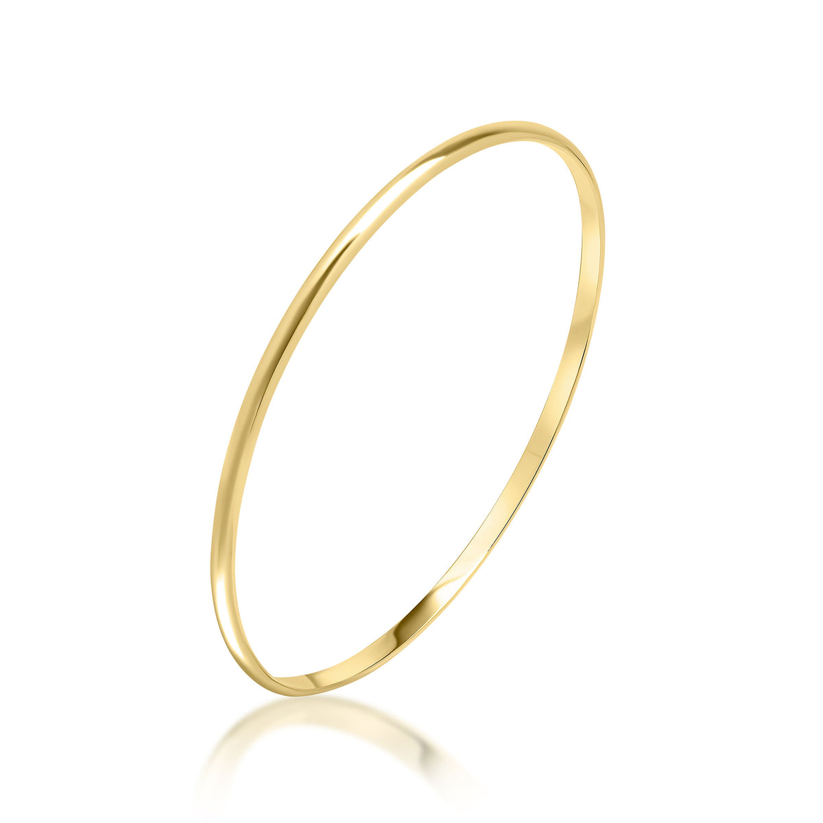 9CT YG 3MM D-SHAPE ROUND SLAVE BANGLE
