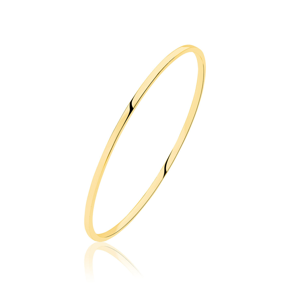 9CT YELLOW GOLD POLISHED 2MM SQUARE SECTION OVAL SLAVE BANGLE