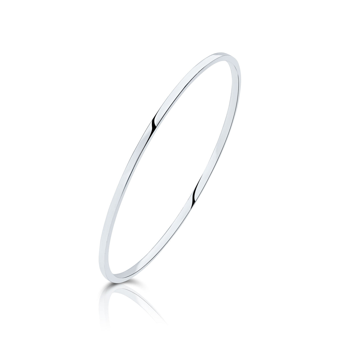 9CT WHITE GOLD POLISHED 2MM SQUARE SECTION OVAL SLAVE BANGLE