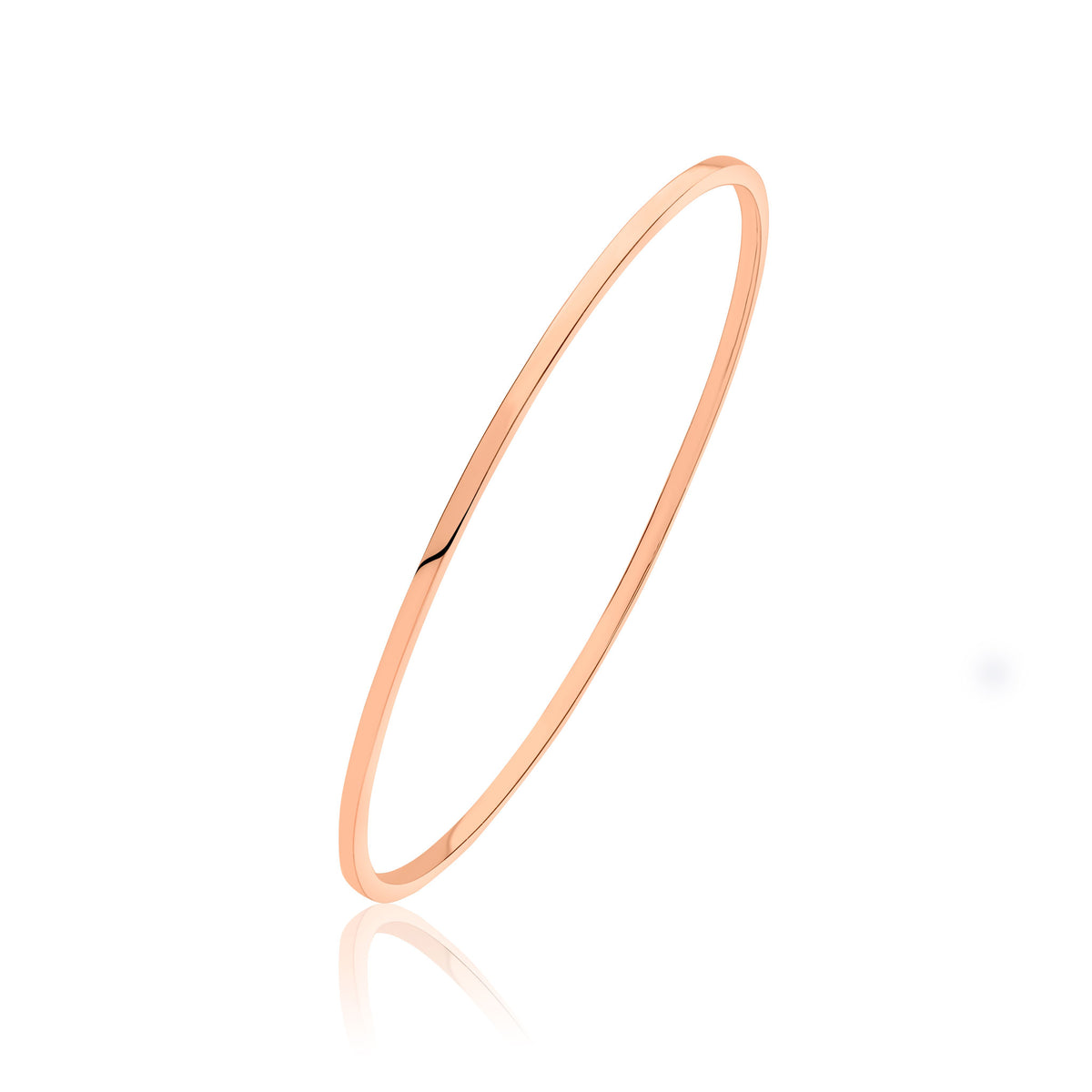 9CT ROSE GOLD POLISHED 2MM SQUARE SECTION OVAL SLAVE BANGLE