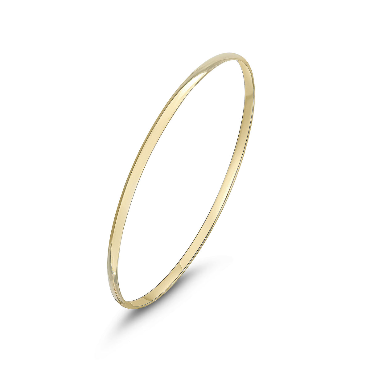 9CT YG 3MM D-SHAPE SOLID SLAVE BANGLE. 70X57MM