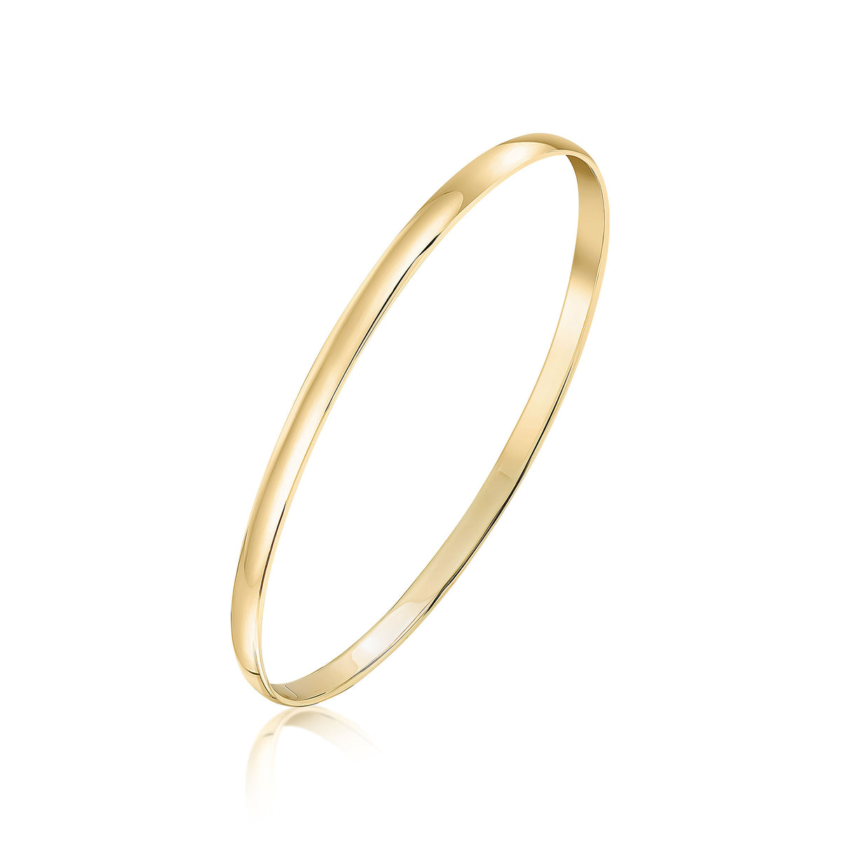 9CT YG 4MM D-SHAPE SOLID SLAVE BANGLE 70X57MM