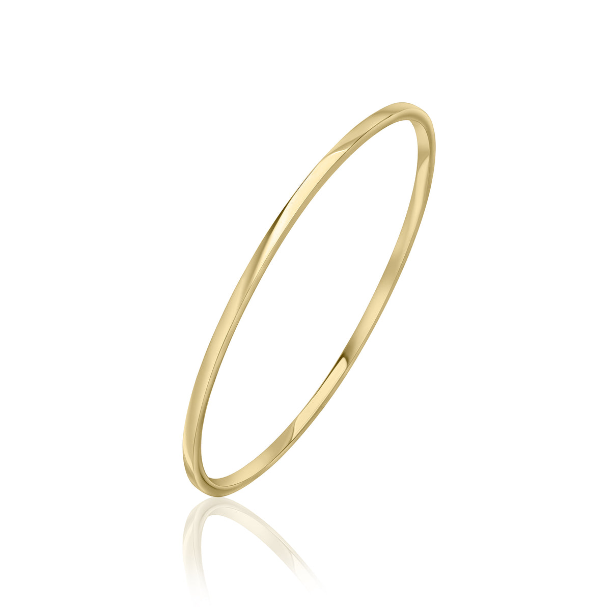 9CT YG 2.5MM FLAT SOLID SLAVE BANGLE 70X57MM