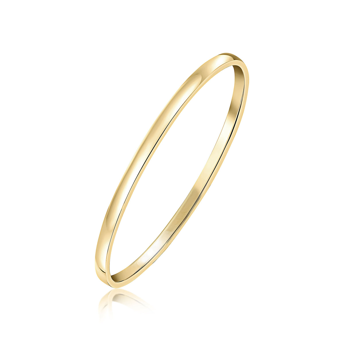 9CT YG 4MM SQUARE SOLID SLAVE BANGLE 70X57MM