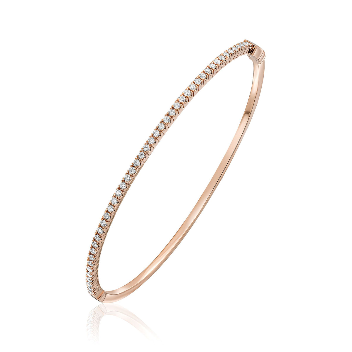 18CT RG BRILLIANT CUT DIAMOND CLAW SET HINGED BANGLE