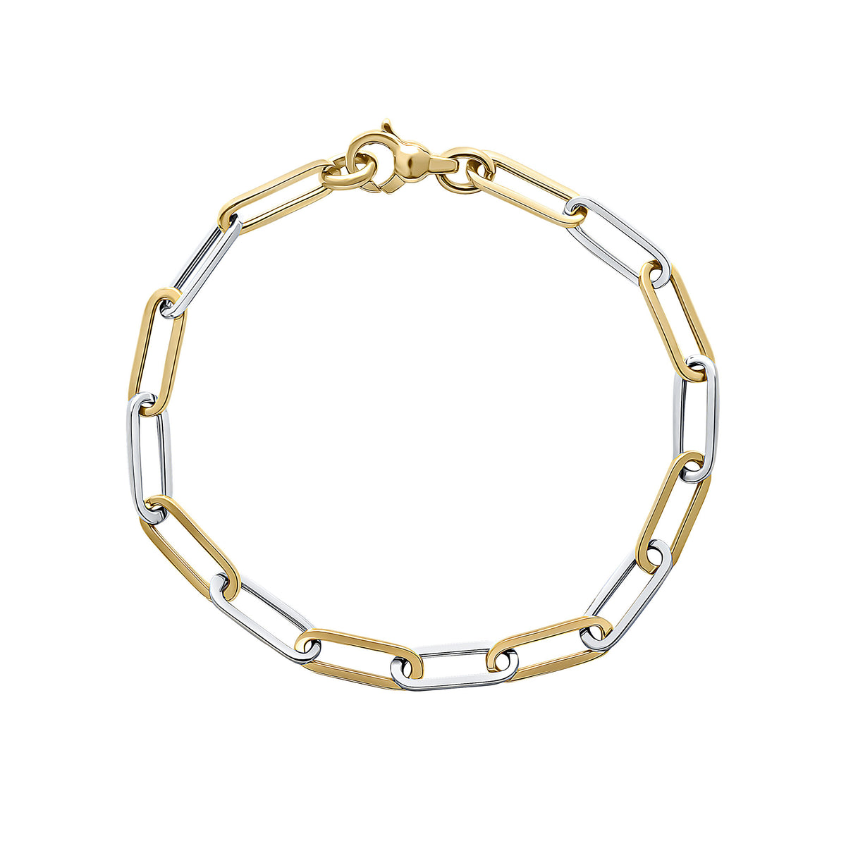 9CT YELLOW AND WHITE GOLD OVAL PAPERCHAIN LINK BRACELET