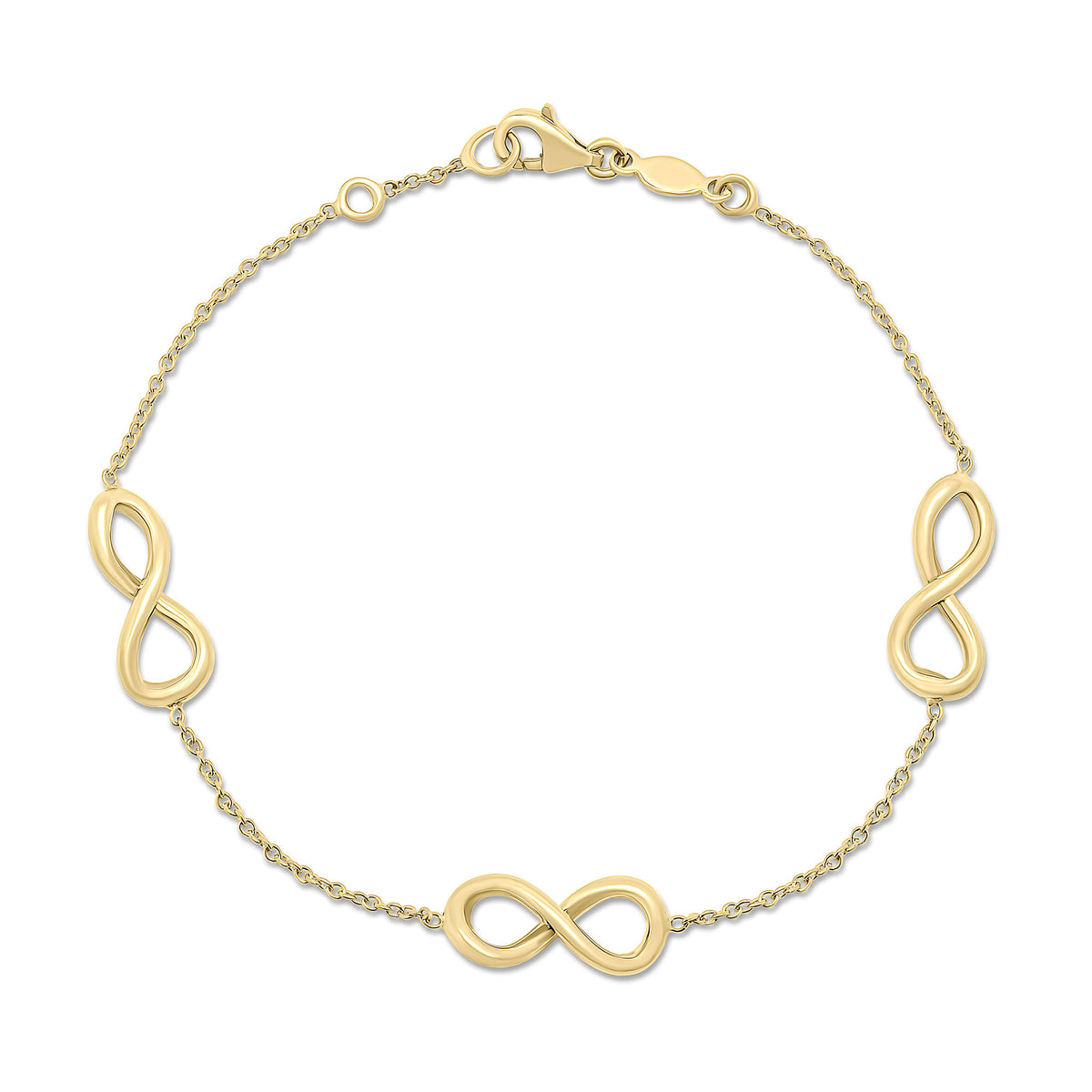 9CT YG CHAIN & INFINITY MOTIF BRACELET