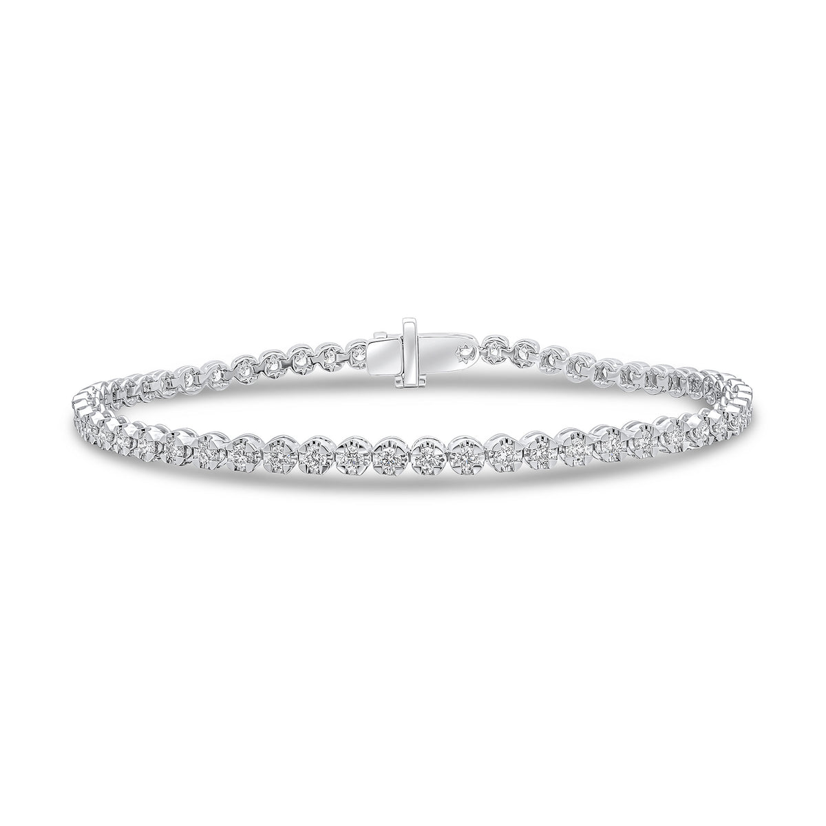 18CT WG BRILL DIAMOND CLAW  SET LINE BRACELET. 2CT