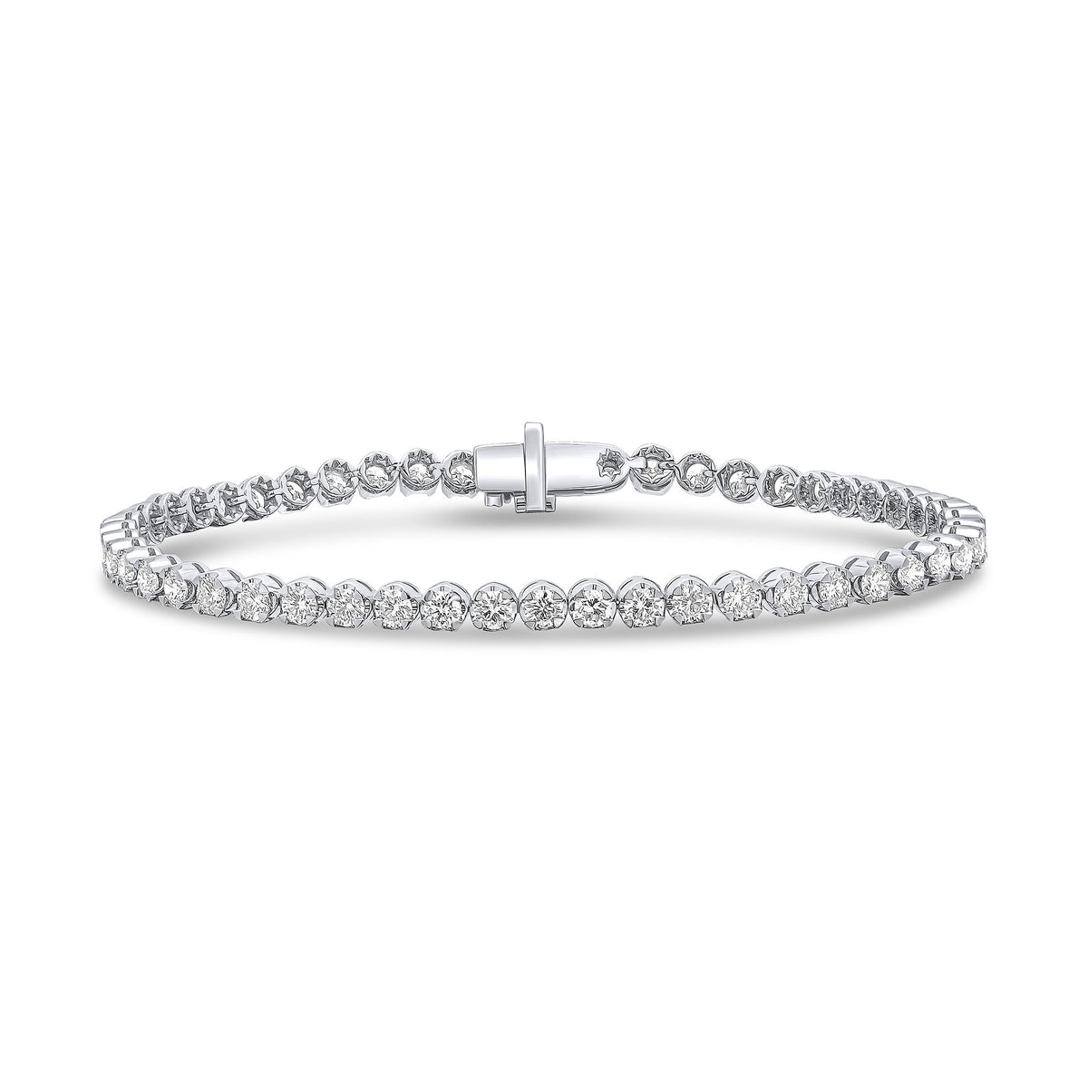 18CT WG BRILLIANT CUT DIAMOND CLAW SET LINE BRACELET. 4CT