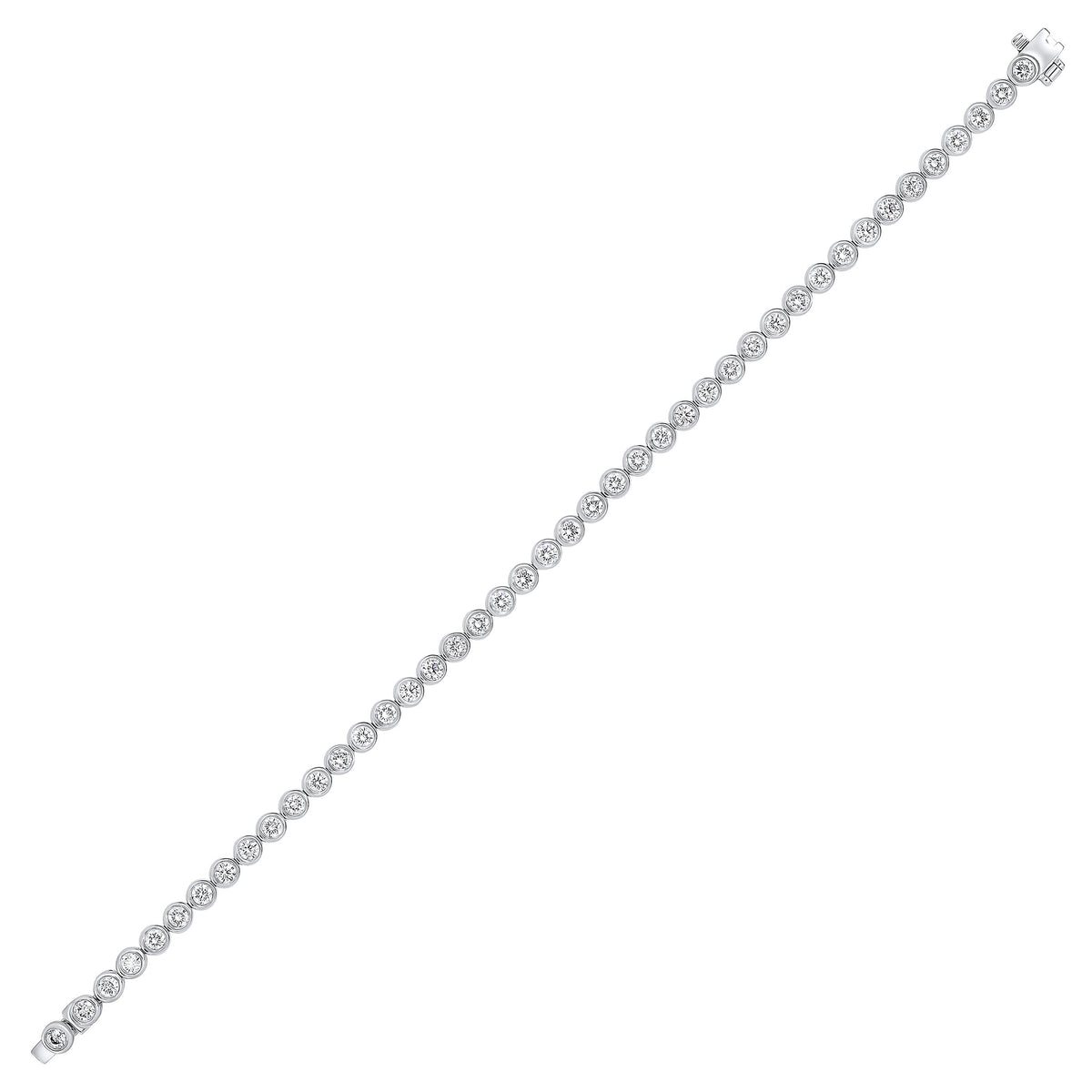 18CT WHITE GOLD BRILLIANT CUT DIAMOND RUBOVER LINE BRACELET. 2CT