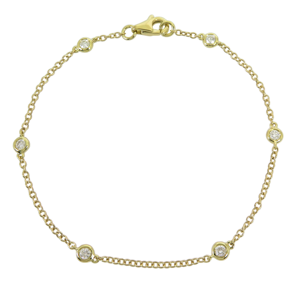 18CT YG ROUND DIAMOND SPEC SET CHAIN BRACELET