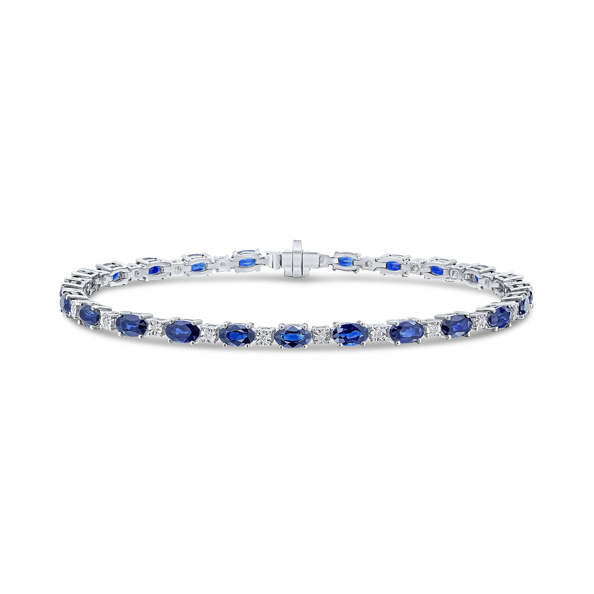 18CT WG OVAL SAPPHIRE & DIAMOND CLAW BRACELET