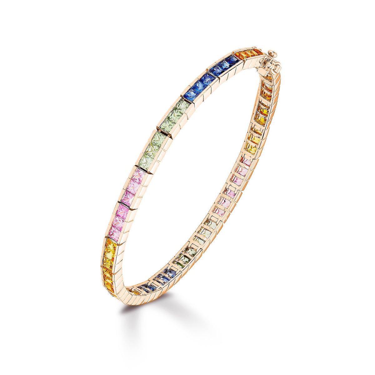 9CT RG SQUARE MULTI-SAPPHIRE CHANNEL SET BRACELET