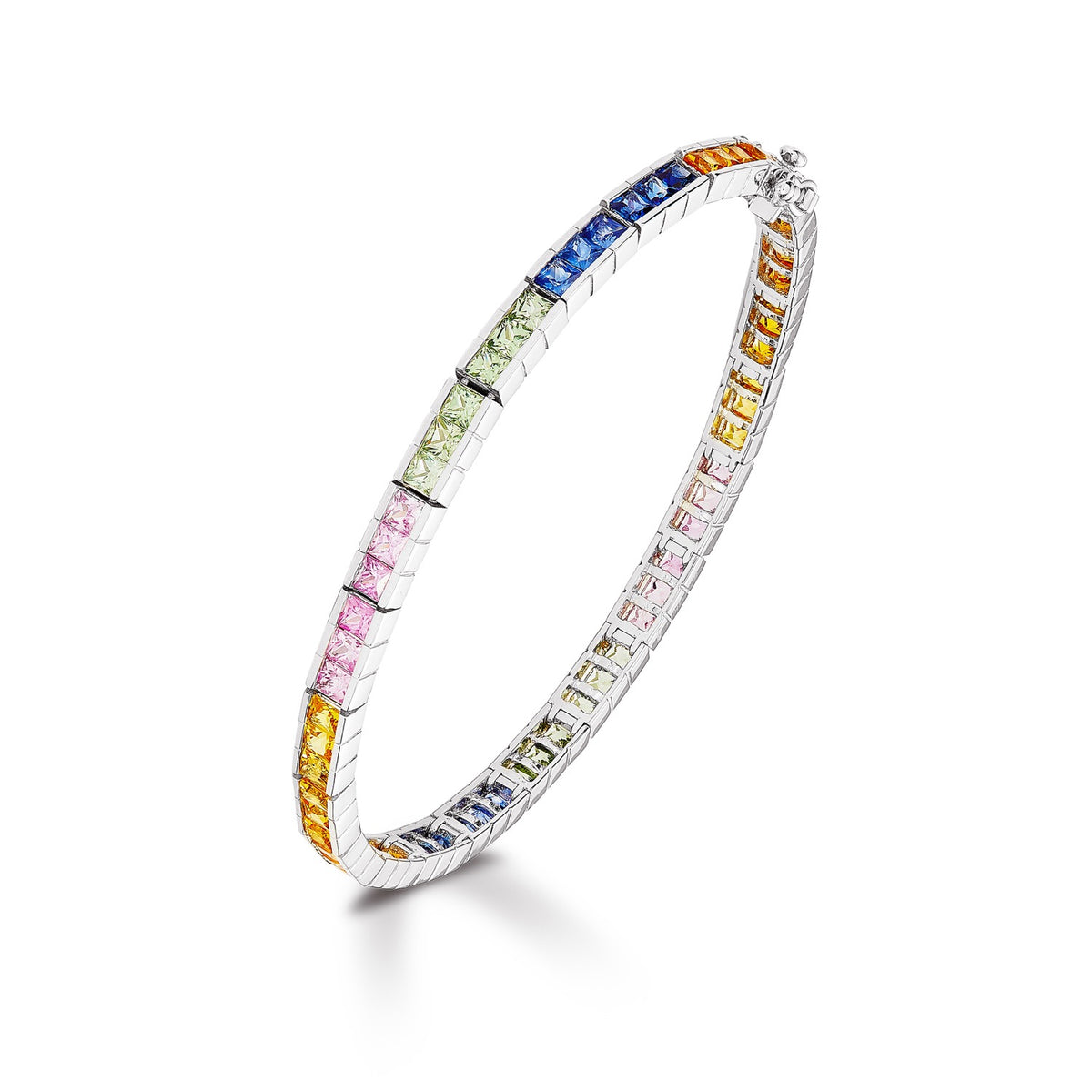 9CT WG SQUARE MULTI-SAPPHIRE CHANNEL SET BRACELET