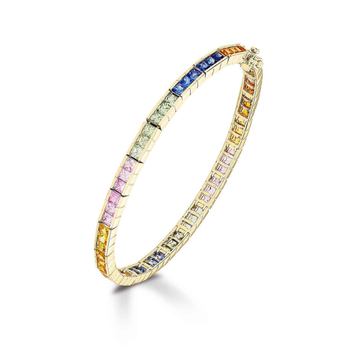 9CT YG SQUARE MULTI-SAPPHIRE CHANNEL SET BRACELET