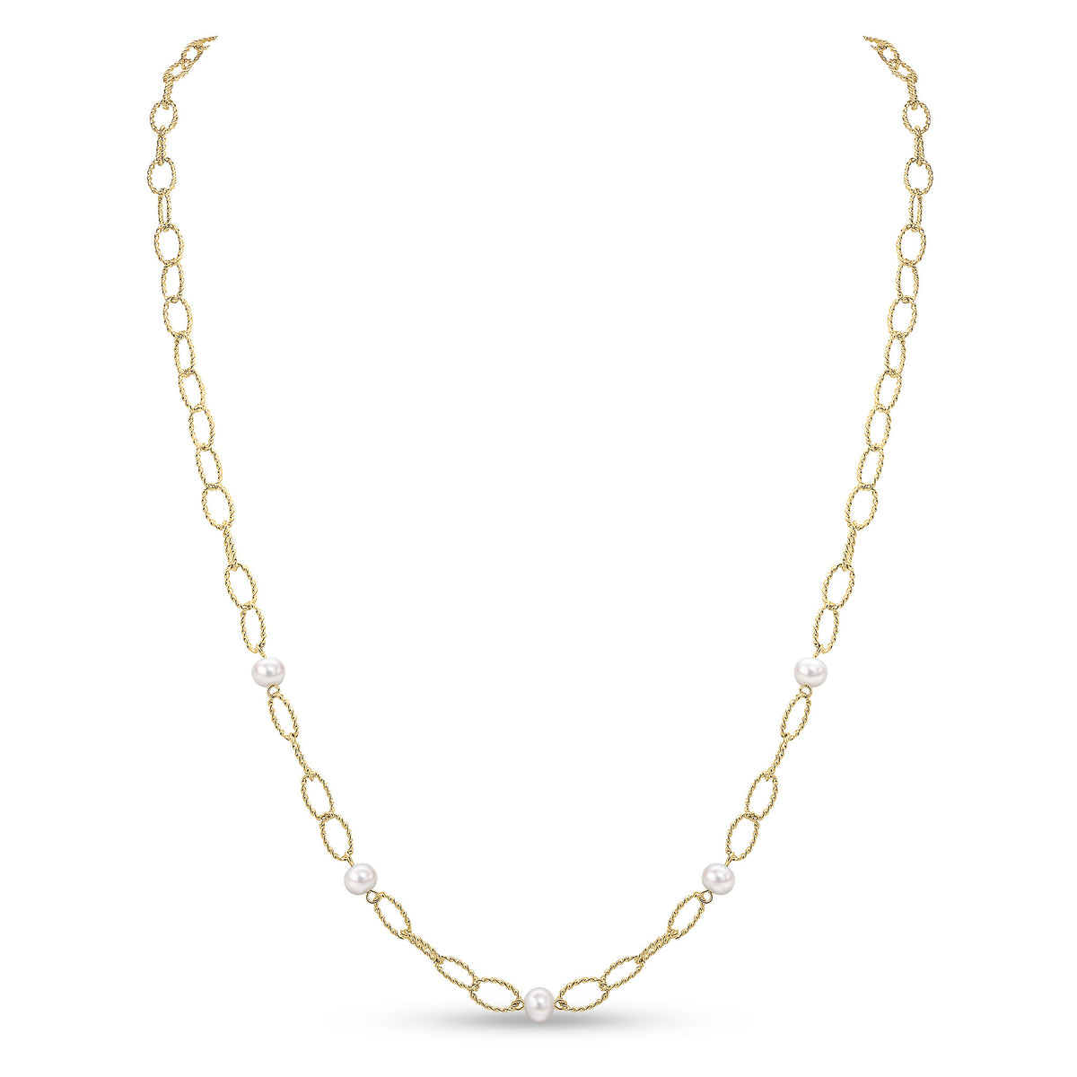 9YG F/W PRL&TWIST LINKS NECKLACE 24"