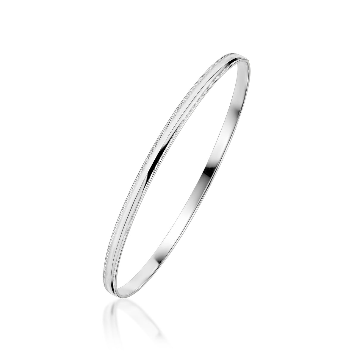 3.25mm Beaded Edge 65mm D Shaped Bangle