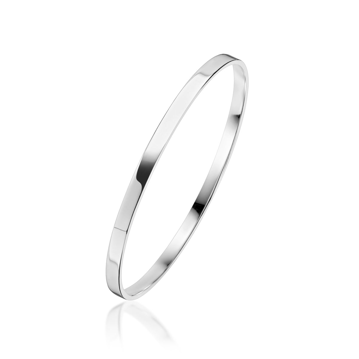 4mm Flat Shape 65mm Dia Silver Bangle