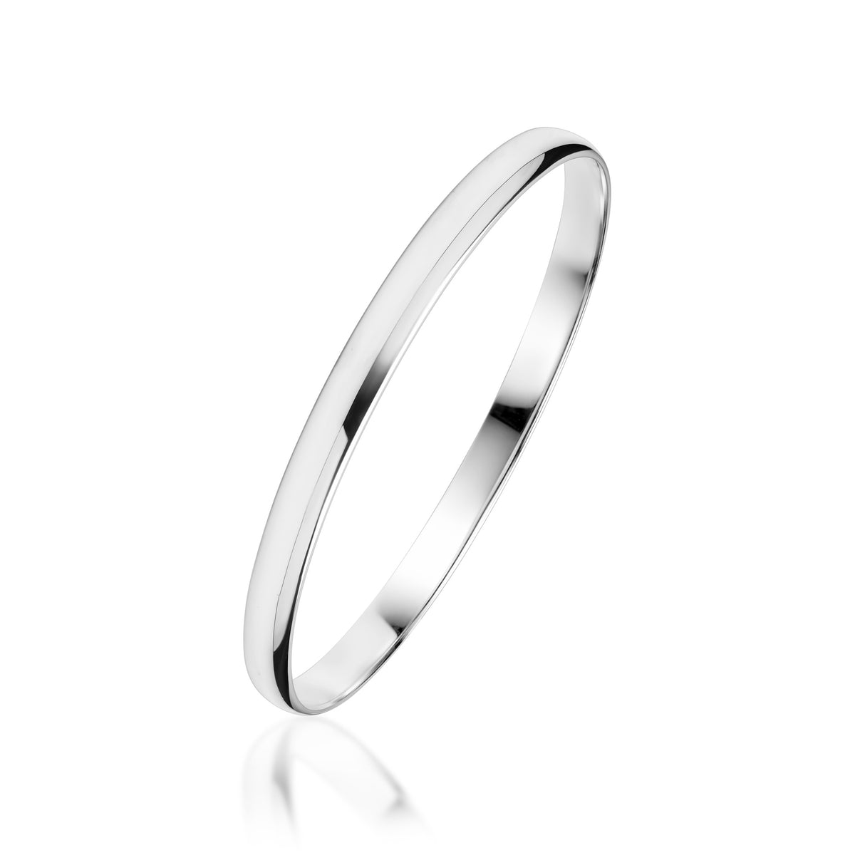 6mm Plain 65mm D Shape Silver Bangle