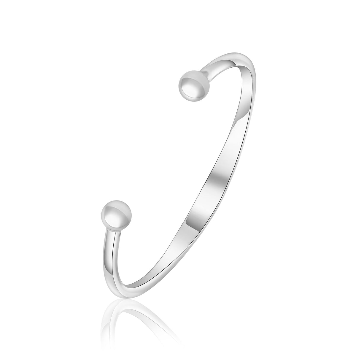 Silver 4mm Round Torque Bangle 8mm Bead and 7mm Engraving plate