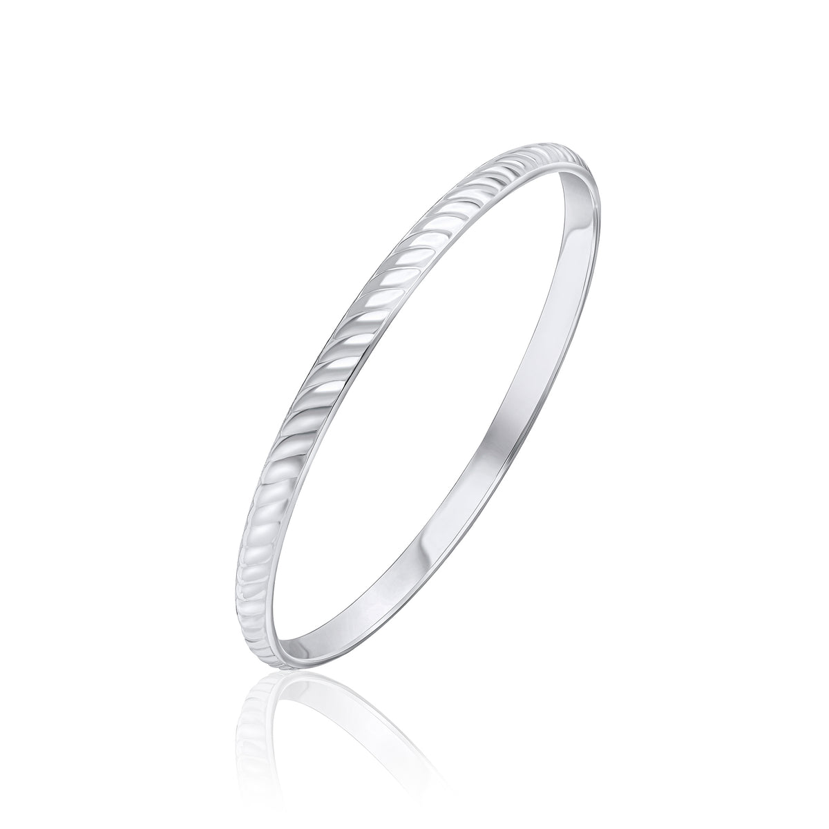 Silver 5mm Court Bangle with Rope Pattern