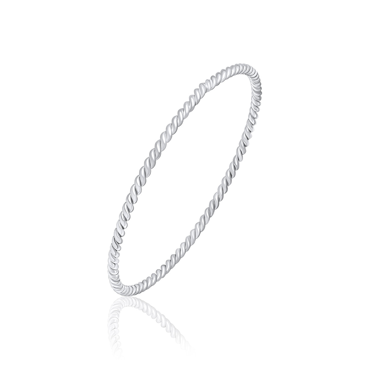 Silver 3mm Round Shape Rope Twist Bangle