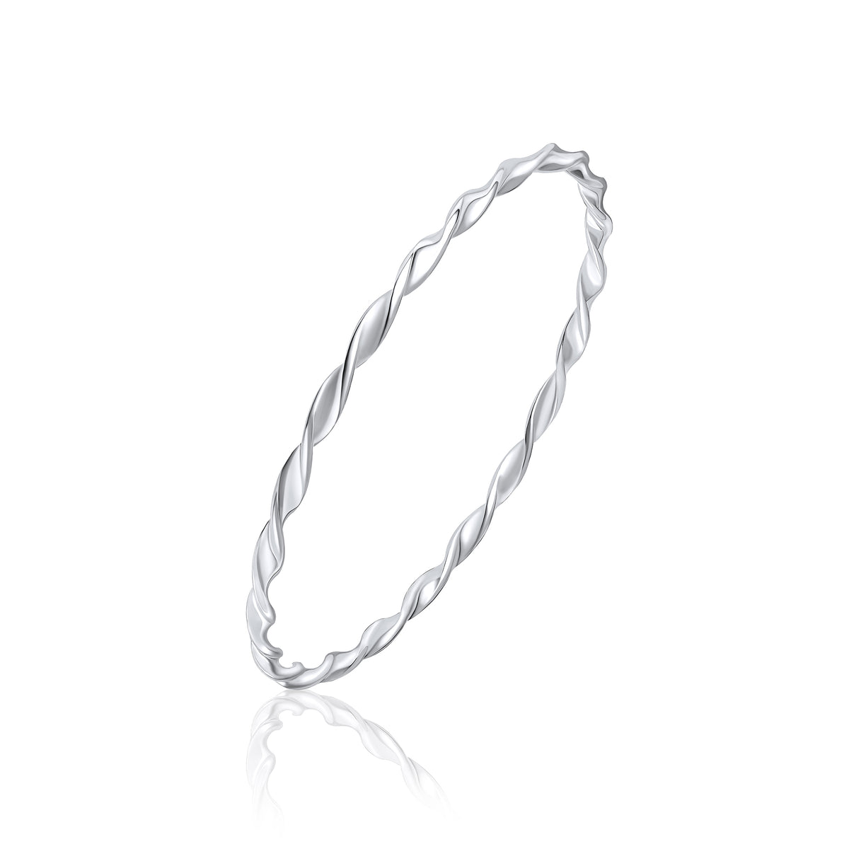 Silver 3mm Round Shape Loose Twist Bangle