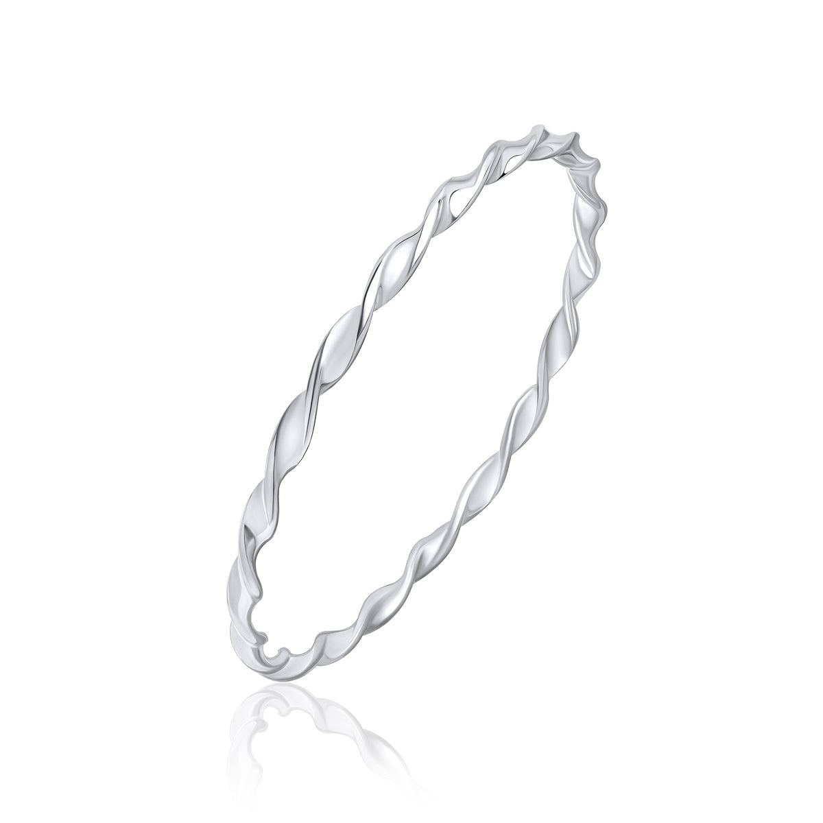 Silver 4mm Round Shape Loose Twist Bangle