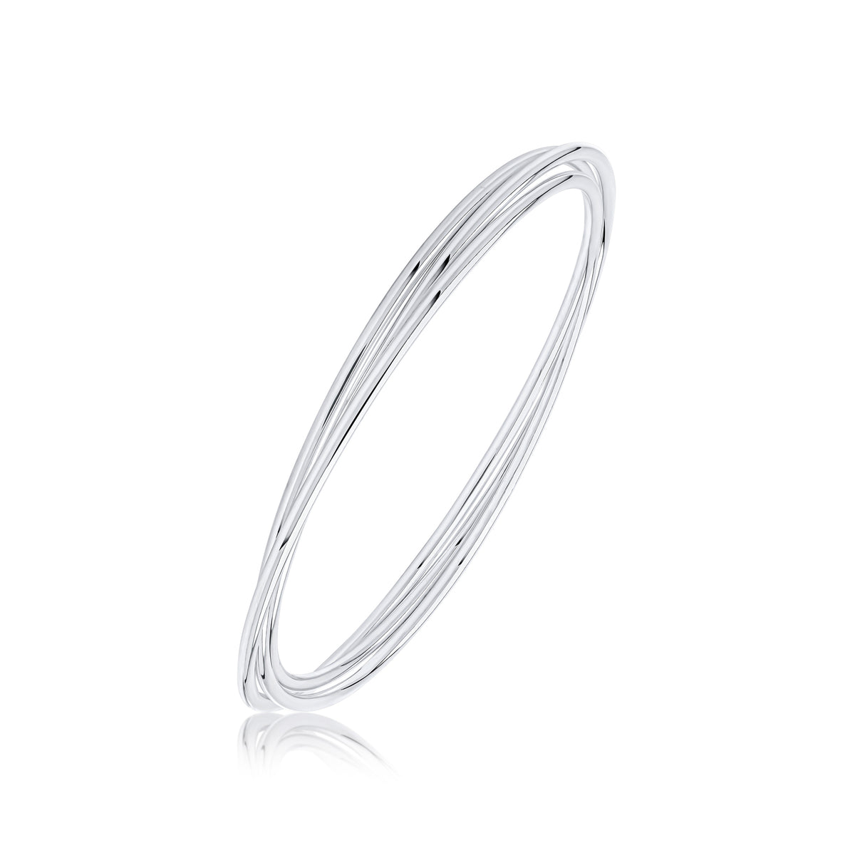 Silver 2mm Round Section Russian Bangle