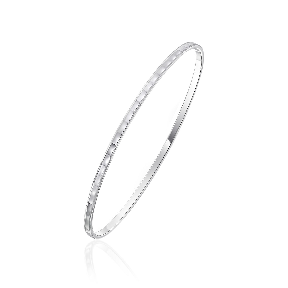 Silver 2.5mm Flat Stacker Bangle Mirrored Pattern