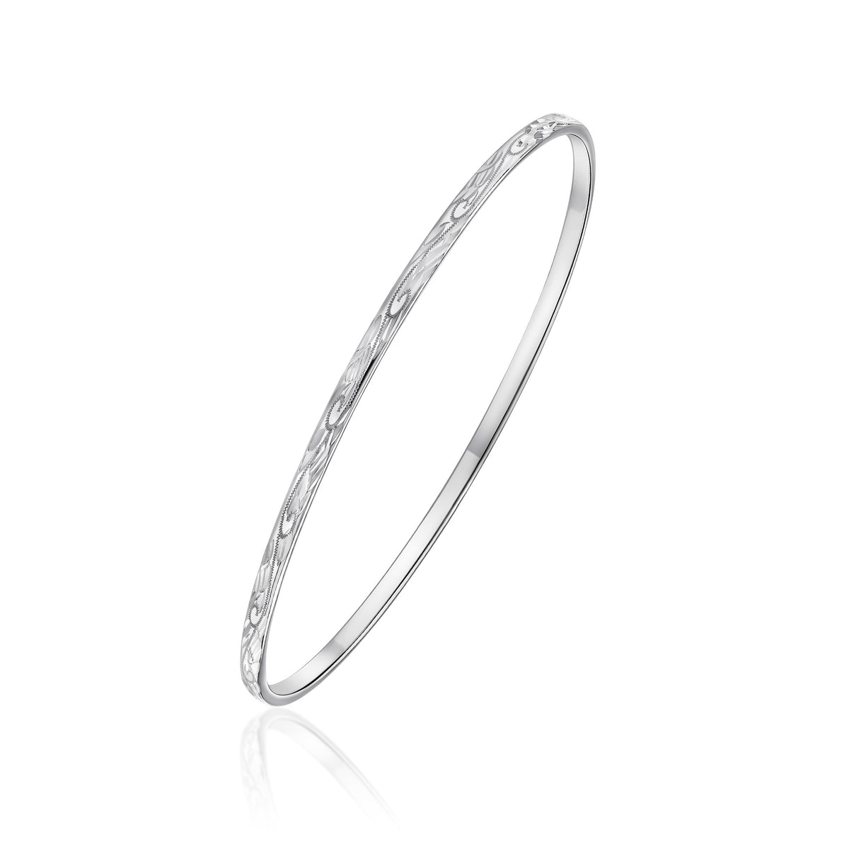 Silver 2.5mm Flat Stacker Bangle Engraved